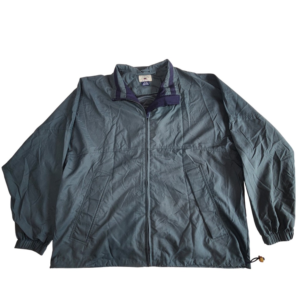 CUTTER‎ & BUCK Windbreaker Jacket Men XL Green Full Zip WeatherTec Rain VTG